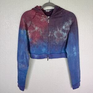 Hard Tail Forever Hoodie Women Small Tie Dye Crop Zip Y2K Double Hood Boho Artsy